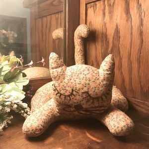 Vintage 1970’s Hand Made Fabric Calico Cat